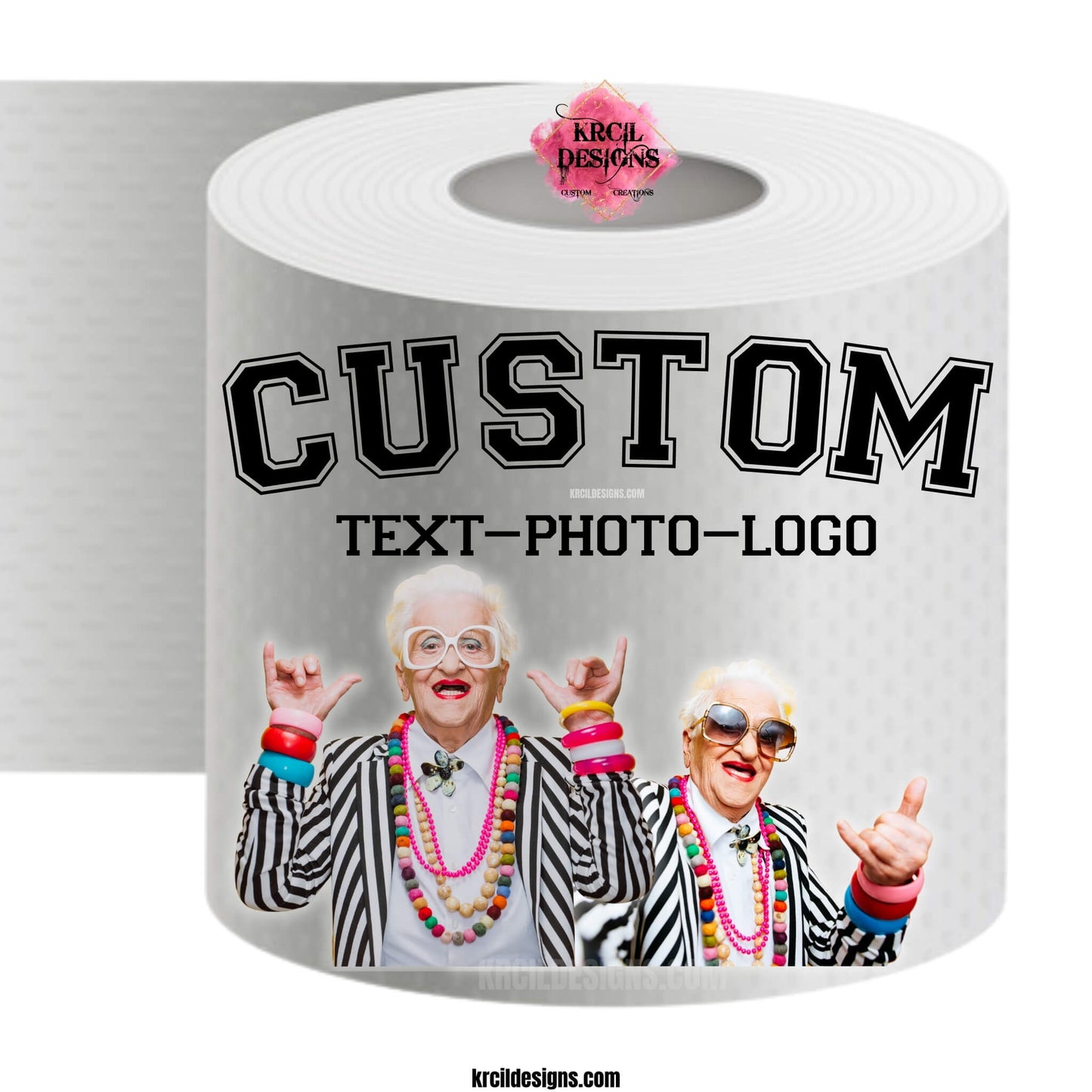 Funny Novelty Toilet Paper Roll Gag Gift | Photo Toilet Paper | Custom Toilet Paper by Krcil Designs | Need a funny gift? These funny toilet paper rolls are the ultimate gift for those who love pranks. Personalized toilet paper roll, add face of the jokester in your family, add saying, and you have the cheapest custom gift you can find. Need a gift card holder? Insert cash or gift card into the middle. Design Your Own at KrcilDesigns.com