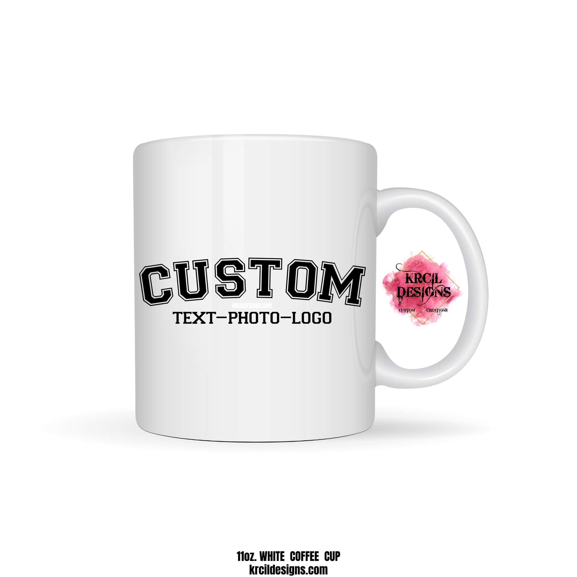 Design Your Own Coffee Cup with Krcil Designs | Let our custom coffee cups do the talking with our collection of personalized coffee cups. Personalize It - add name, monogram, make a one-of-a-kind picture collage photo cup - the picture-perfect present! Add our dish cloth tea towel set, perfectly paired with our cups and mugs. For the ultimate coffee lovers gift, explore our sets and bundles. Brand your business with our business logo coffee cups, make great business promotional products. KrcilDesigns.com