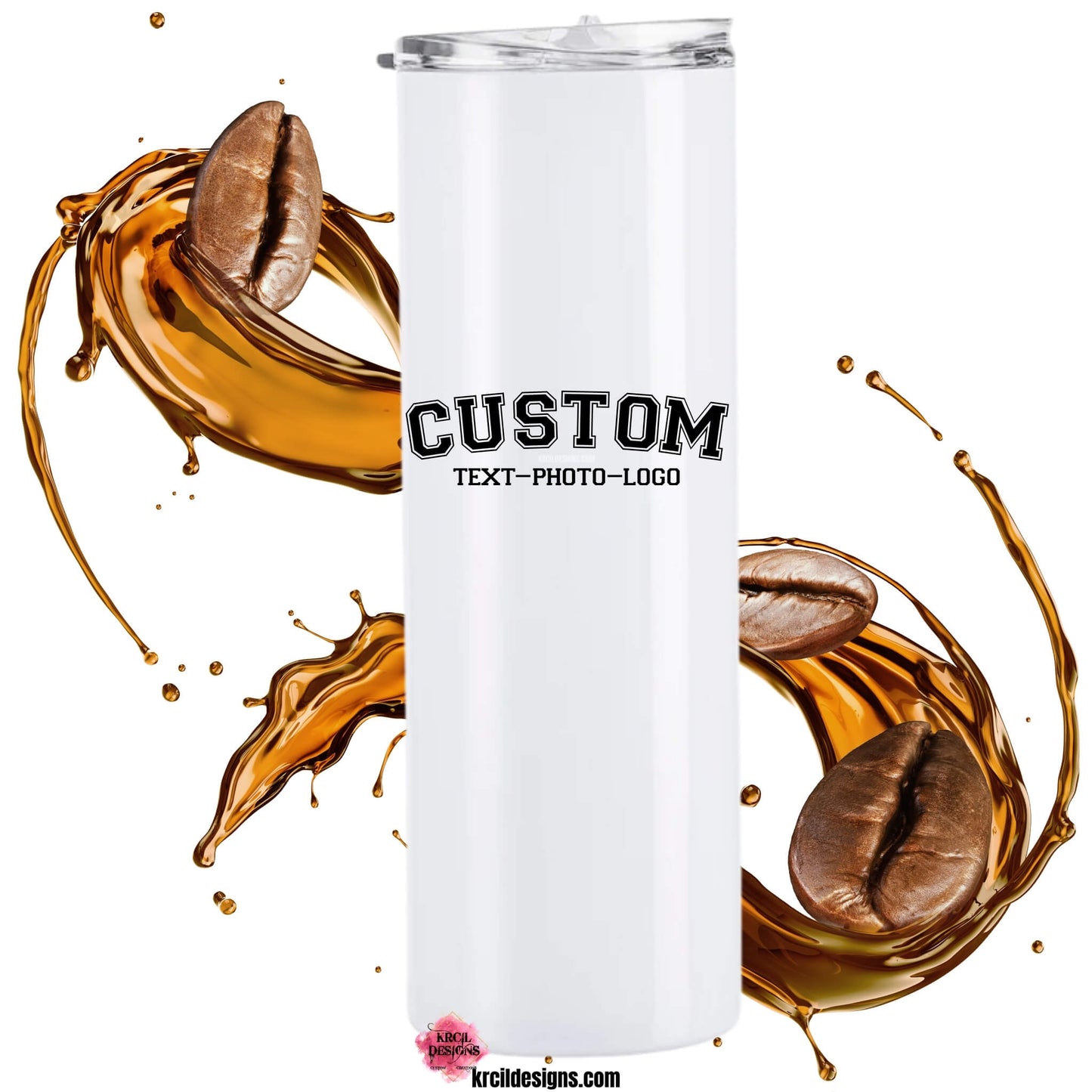Design Your Own Coffee Tumblers with Krcil Designs! | Turn your favorite memories into stunning custom tumblers. From a single photo to a picture collage - we've got you covered! From family portraits to funny snapshots, create a one-of-a-kind personalized tumbler that not only looks good but also fits your unique personality! Don't forget your fur friends! Let them steal the spotlight. We do it all! Shop Tumblers Cups at KrcilDesigns.com