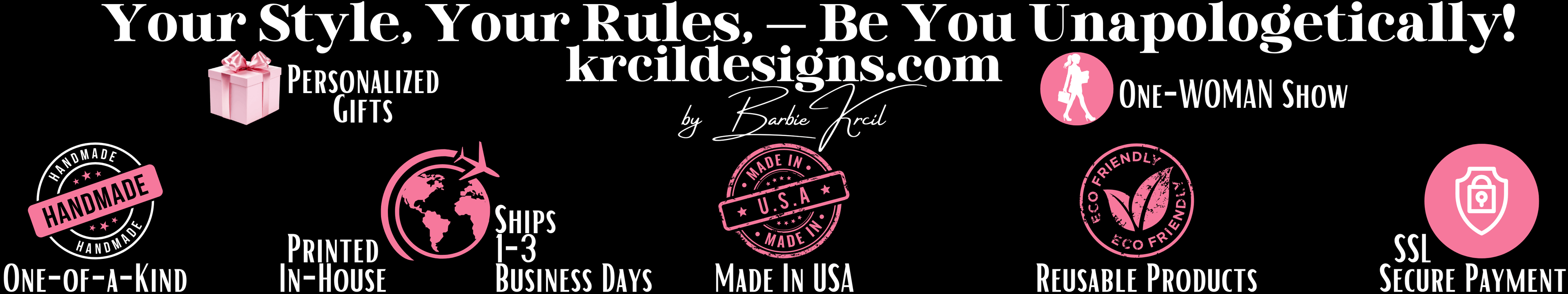Why Krcil Designs? Handmade with Love: Krcil Designs products are handcrafted just for you, making them one-of-a-kind, ensuring a personal touch in everything we do—because personalized gifts are what we do best! Made in the USA: Krcil Designs products are proudly designed, created, printed, and shipped in-house from Gillette, WY, USA, within 1-3 business days. Eco-Friendly: Krcil Designs focuses on re-usable products, from re-usable cups to clothing, because we care about our planet! Shop KrcilDesigns.com