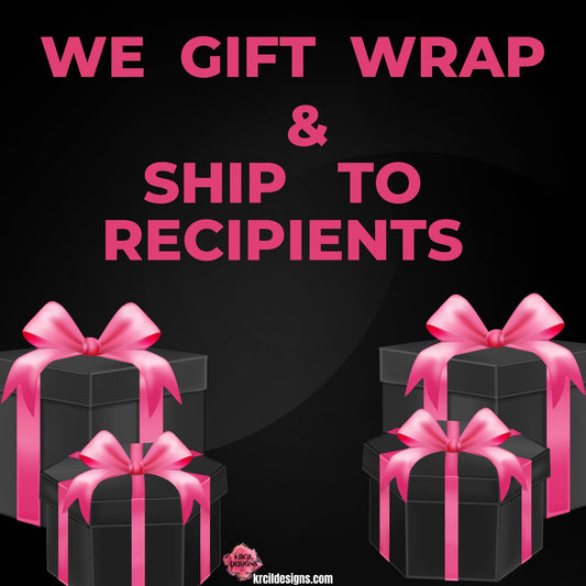 KrcilDesigns.com Gift Wraps & Sends Your Gift Straight to the Lucky Recipient! | Gift Wrap—Gift Wrapping—Gift Giving — Make It Extra Special!
Let's wrap your present in style with our gift wrap options, and we'll send your gift straight to the lucky recipient!
Wrapping Paper Options:
Happy Birthday
Red and White Diagonal Stripes
Green Candy Canes
Personalize It | Add a personalized gift note and we'll tuck it right into the package!