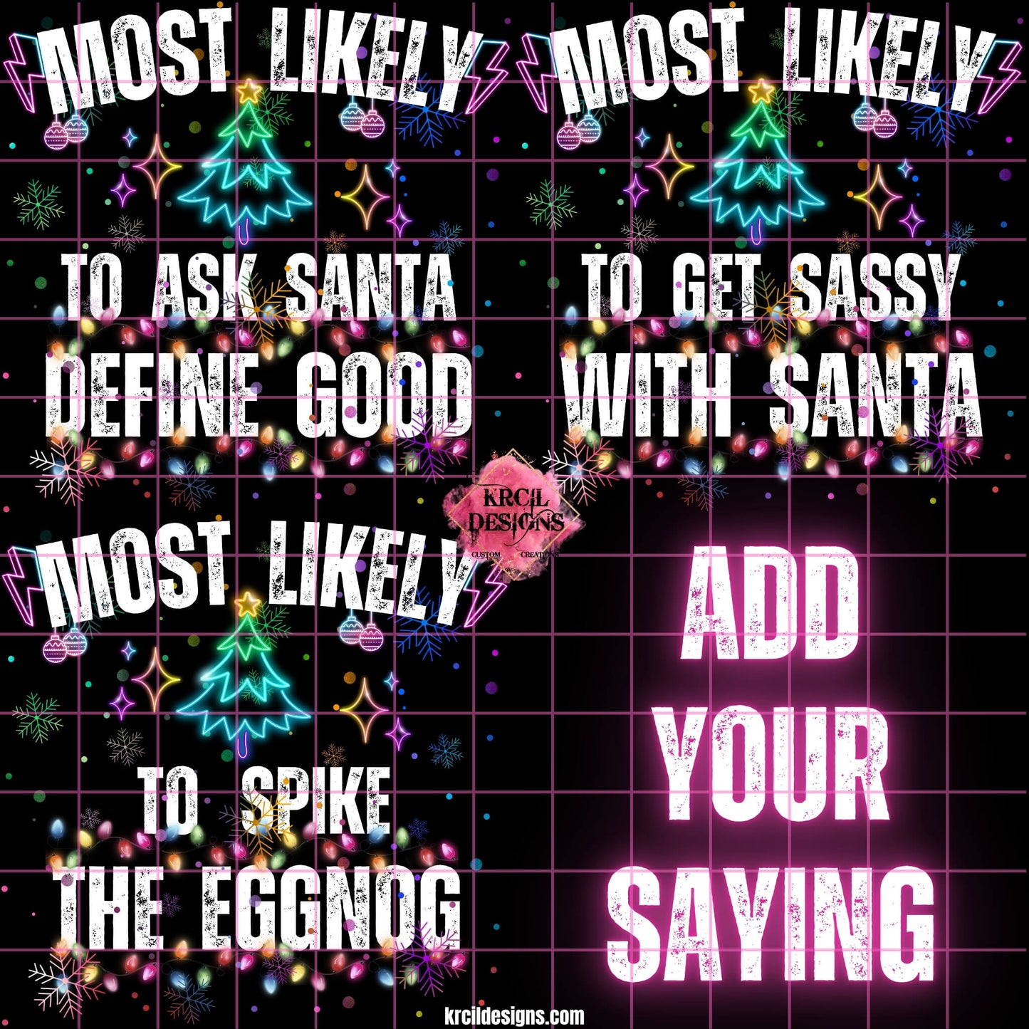 Saying Choices | Most Likely To Family Christmas Sweatshirt by Krcil Designs | Make a fashion statement with our hoodies and sweatshirts! Our soft cozy sweatshirts will become your new weekend bestie! Dress to impress with clothes that have laugh-out-loud jokes—Introducing our "MOST LIKELY TO" Funny Christmas Sweater. This holiday season, celebrate in style with Christmas shirts for family—perfect for family photos! Shop Christmas Sweaters at KrcilDesigns.com