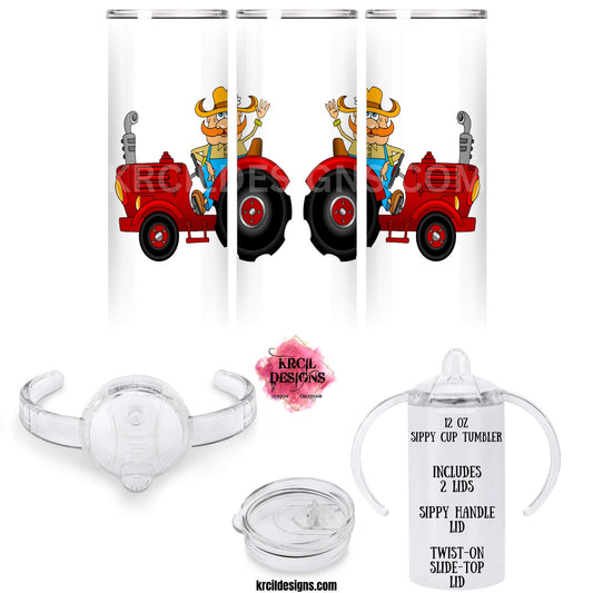 Farmer and Tractor SIPPY Cup Personalized Tumbler by Krcil Designs | Design Your Own SIPPY Cup Tumbler with Krcil Designs! | Let our custom tumblers do the talking with our collection of personalized tumblers. Personalize It: add name, initials, monogram, make a one-of-a-kind picture collage photo tumbler - the picture-perfect present! For the ultimate gift, add a personalized puzzle or personalized tote bag. SIPPY Tumblers include 2 Lids-SIPPY Handle Lid and Screw On Lid. Shop Tumblers at KrcilDesigns.com