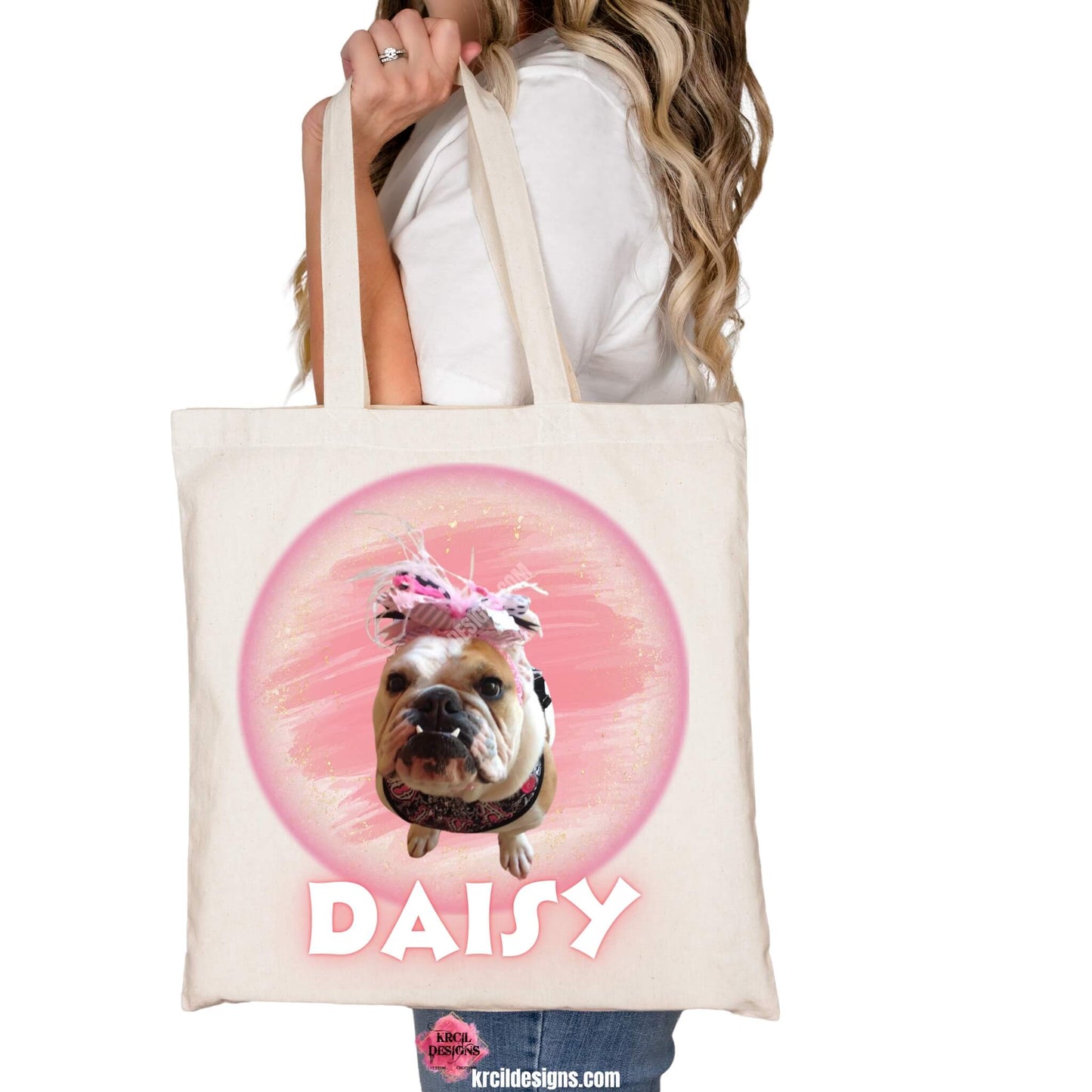 Your Fur Friends with Name Pet Tote Bag by Krcil Designs | Make a fashion statement with our tote bags—turn your photos into wearable art! Show off your style with our custom tote bags—they'll become your new favorite fashion accessory! From a single photo to a photo collage—create a photo tote bag—the picture perfect present! Pet Parents—Show off your pet's personality with our pet tote bags featuring your pets pics—put your pets face on tote—create a pet portrait! Shop Tote Bags at KrcilDesigns.com