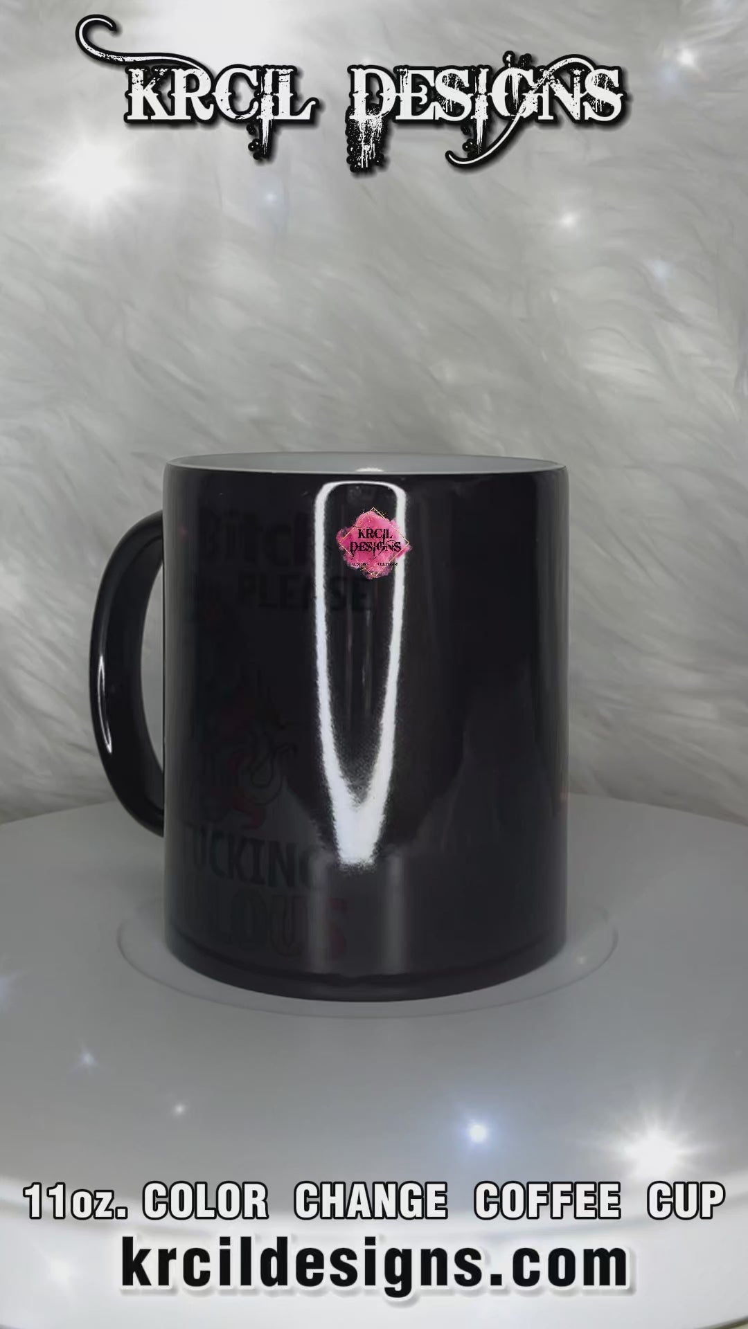 Funny Coffee Mugs by Krcil Designs | "Bitch Please I'm Fucking Fabulous" Rainbow Unicorn Magic Mugs | Our Magic Mugs are black color change coffee cups, when you add hot liquid, they change from black to white, revealing your design, it’s like magic, and that’s why we named them our Magic Mugs. For the ultimate coffee lovers gift, add our dish cloths and dish towels sets, they pair perfect with our coffee mugs. Shop Coffee Mugs at KrcilDesigns.com