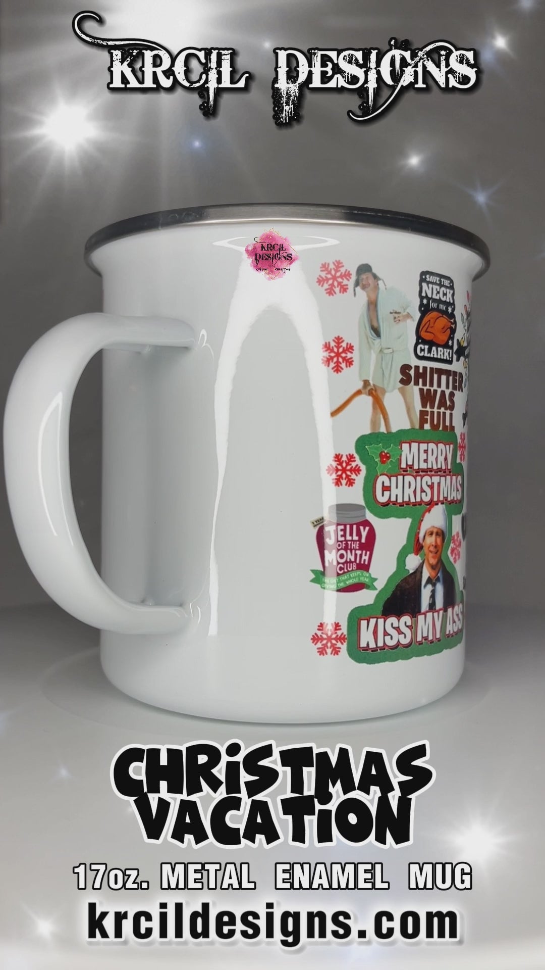 Christmas Mugs | Get ready for a ho-ho-whole lot of laughs with our National Lampoon's Christmas Vacation Quotes Mugs by Krcil Designs | From Clark Griswold's over-the-top holiday plans to Cousin Eddie unforgettable one-liners, prepare for a holiday season that's jollier than a jelly of the month club subscription! For the ultimate coffee lovers gift, add our dish cloths and dish towels sets, they pair perfect with our coffee mugs. Shop Coffee Mugs at KrcilDesigns.com