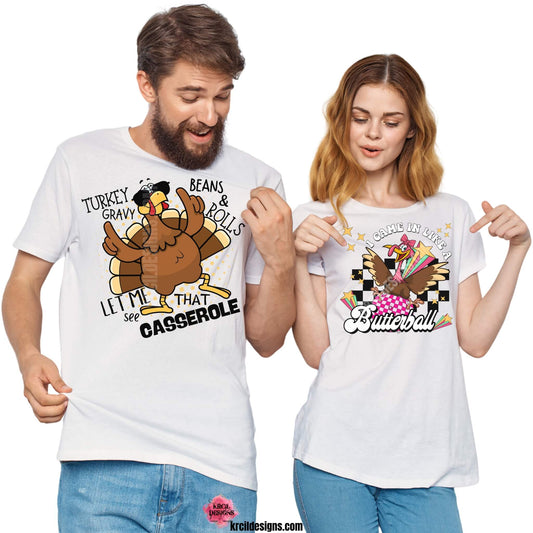 Gobble, Gobble! Celebrate Thanksgiving in Style! At KrcilDesigns.com, we have the perfect lineup of funny Thanksgiving shirts and funny tote bags!