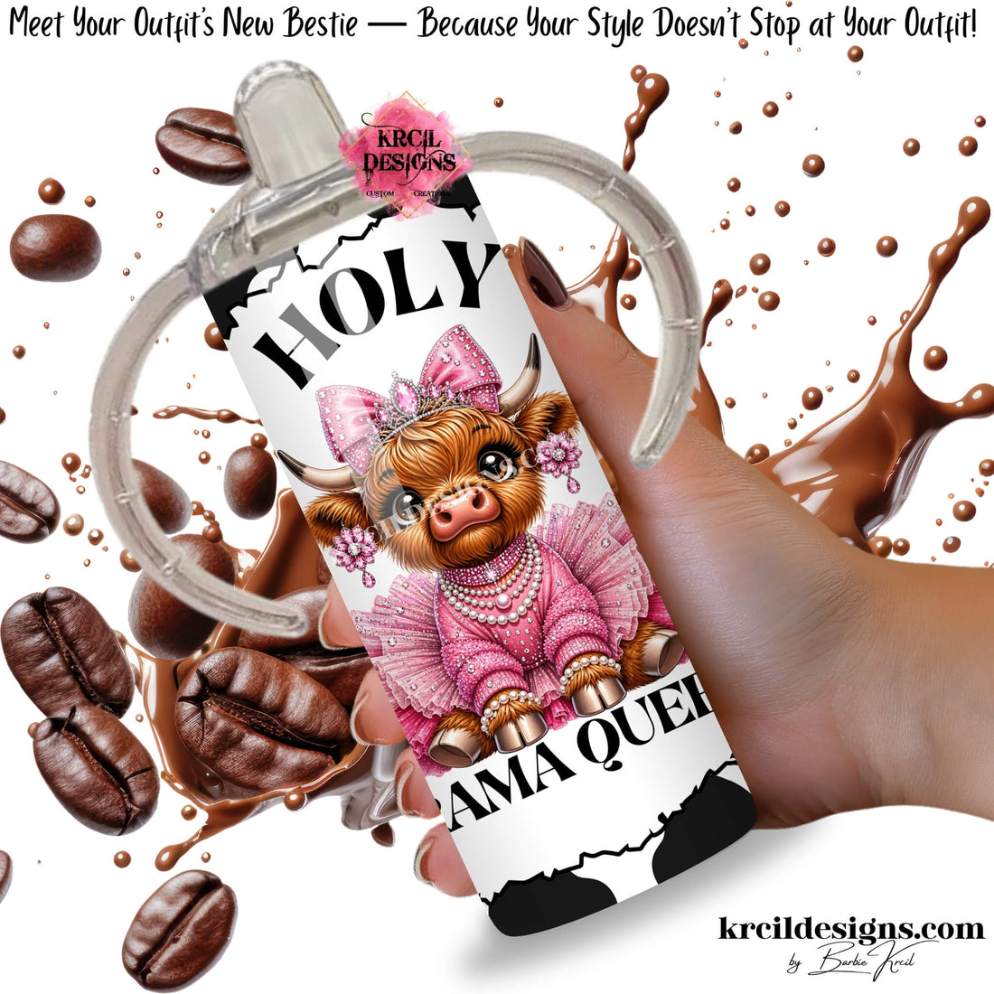 Krcil Designs New Arrival: Introducing our Drama Queen Diva Highland Cow Tumbler Cups! Personalize it by adding your name or a favorite sassy quote—perfect for matching Mommy and Me tumbler sets, new mom gifts, and toddler birthdays.