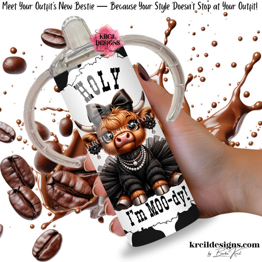 Krcil Designs New Arrival: Introducing our MOO-dy Diva Highland Cow Tumbler Cups! Personalize it by adding your name or a favorite sassy quote—perfect for matching Mommy and Me tumbler sets, new mom gifts, and toddler birthdays.