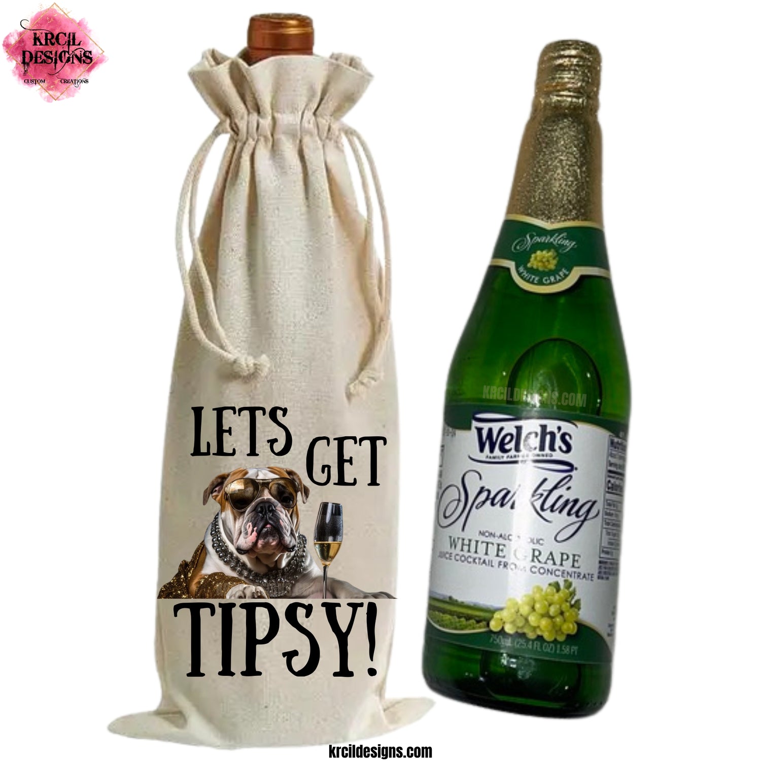 Cheers to our Wine Bags, not just for wine, add your favorite bottle of liquor, or any bottle, they become your ultimate gift-giving solution! No need to fret about last-minute gifts; these bags have got you covered. Add Personalization. KrcilDesigns.com