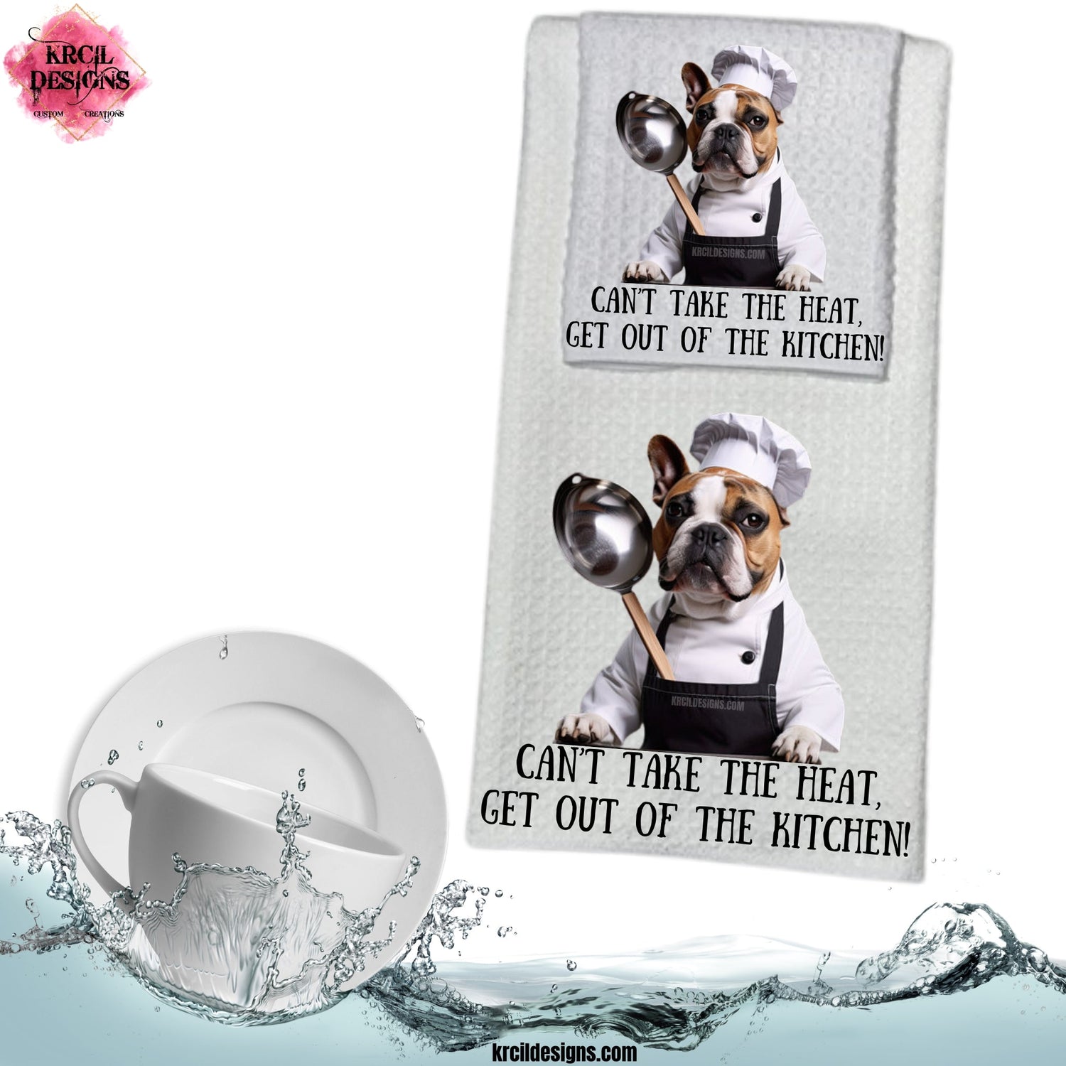 Fun kitchen accessories! Spice up your kitchen with our kitchen towels, dish towels, dish cloths. Customize, Personalize, Design Your Own at KrcilDesigns.com. Add Grandma's Favorite Recipe! For the ultimate coffee lovers gift, pair with our cups and mugs.