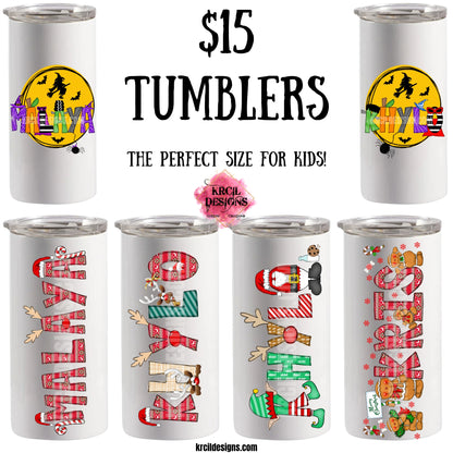 $15 12oz. Tumblers Cups Sale | Design Your Own Tumblers with Krcil Designs! | Let our custom tumblers do the talking with our collection of personalized tumblers with names to a photo tumbler, make a one-of-a-kind picture collage photo tumbler - the picture-perfect present! Brand your business with our custom logo tumbler they make great business promotional products. Insulated stainless steel tumbler cup include a plastic slide top lid and metal or plastic straw. Customize yours at KrcilDesigns.com