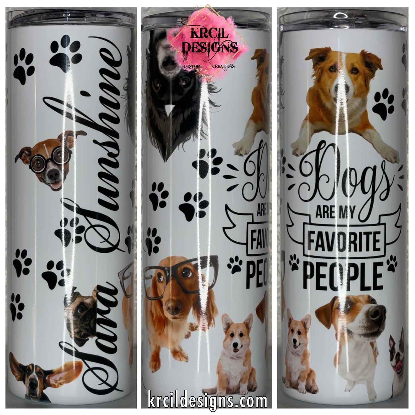 Dogs Are My Favorite People Dog Tumbler by Krcil Designs | Are you a dog lover? This custom tumbler is filled with adorable dogs and funny dogs. Dog Lovers will love this dog lovers tumbler. Our silly dogs on this bark-tastic dog lover tumbler has got it all. It's perfect for pet parents or a great way to treat yourself. Add name or your favorite dog quotes, and make it a one-of-a-kind personalized tumbler. Don’t wait—fetch this coffee tumbler! Shop Gifts for Dog Lovers at KrcilDesigns.com