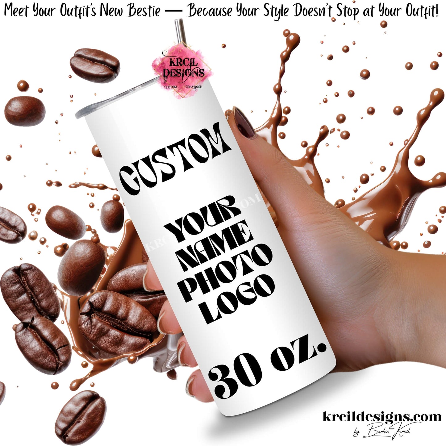 krcil designs custom photo tumbler, 30oz design your own skinny tumbler, photo, text, name personalized gift, gillette wyoming