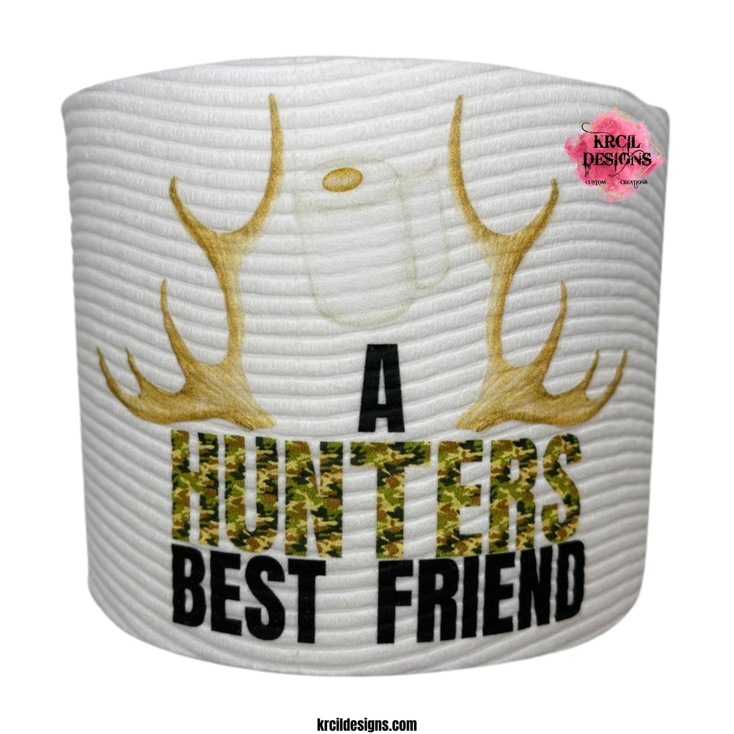 Funny Novelty Toilet Paper Roll Gag Gift for Hunters | "A Hunters Best Friend" | Custom Toilet Paper by Krcil Designs | Need a funny gift? These funny toilet paper rolls are the ultimate gift for those who love pranks. Personalized toilet paper roll, add face of the jokester in your family, add saying, and you have the cheapest custom gift you can find. Need a gift card holder? Insert cash or gift card into the middle. Design Your Own at KrcilDesigns.com