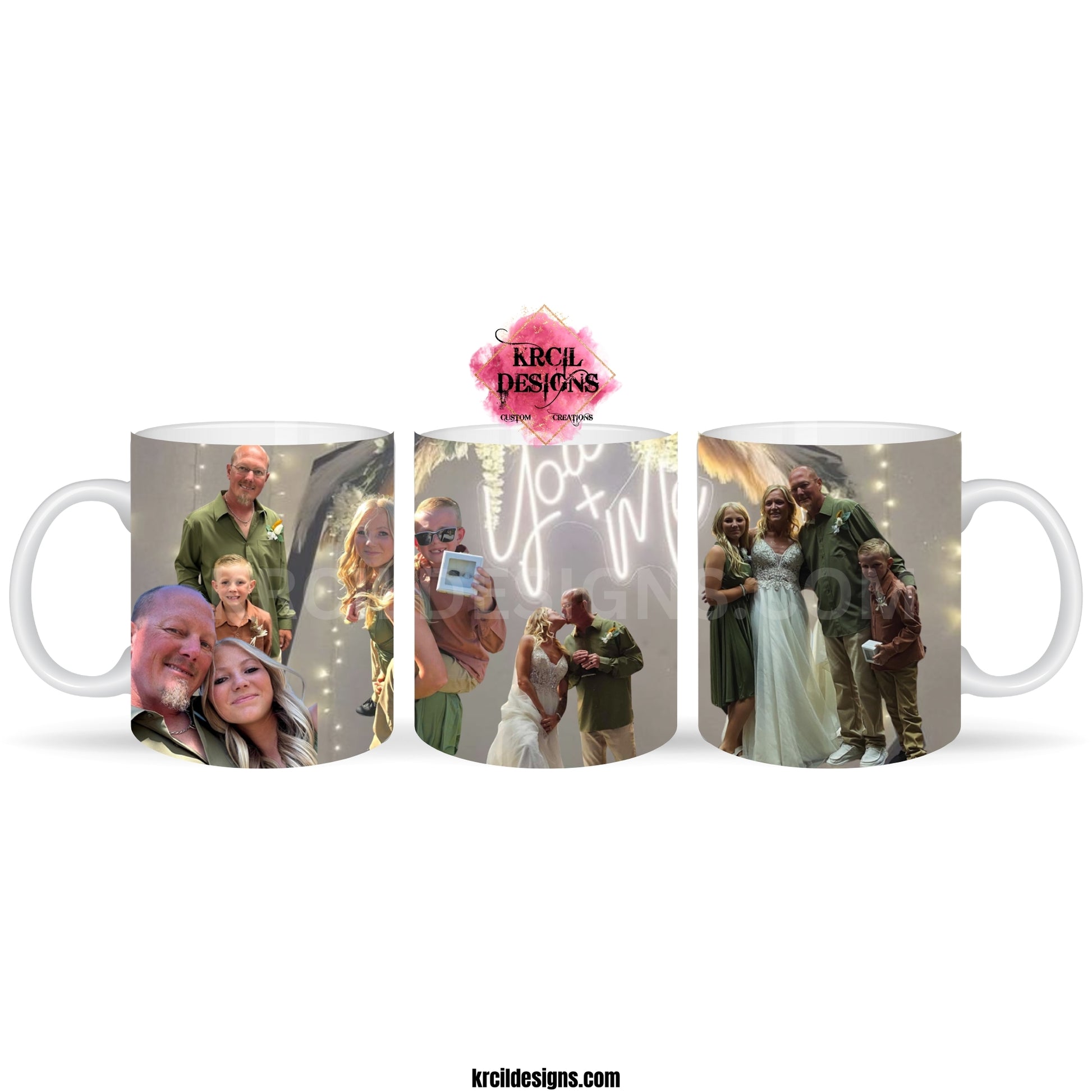 Collage Photo Mug | Coffee Cups with Photos | Create personalized photo mugs with your favorite photos! Turn your favorite memories into stunning coffee cups with our collage photo mugs. From a single photo to a picture collage - we've got you covered! From family portraits to funny snapshots create a one-of a kind photo mug that fits your unique personality! Don't forget your fur friends! Let them steal the spotlight with our custom pet mugs. We do it all! KrcilDesigns.com