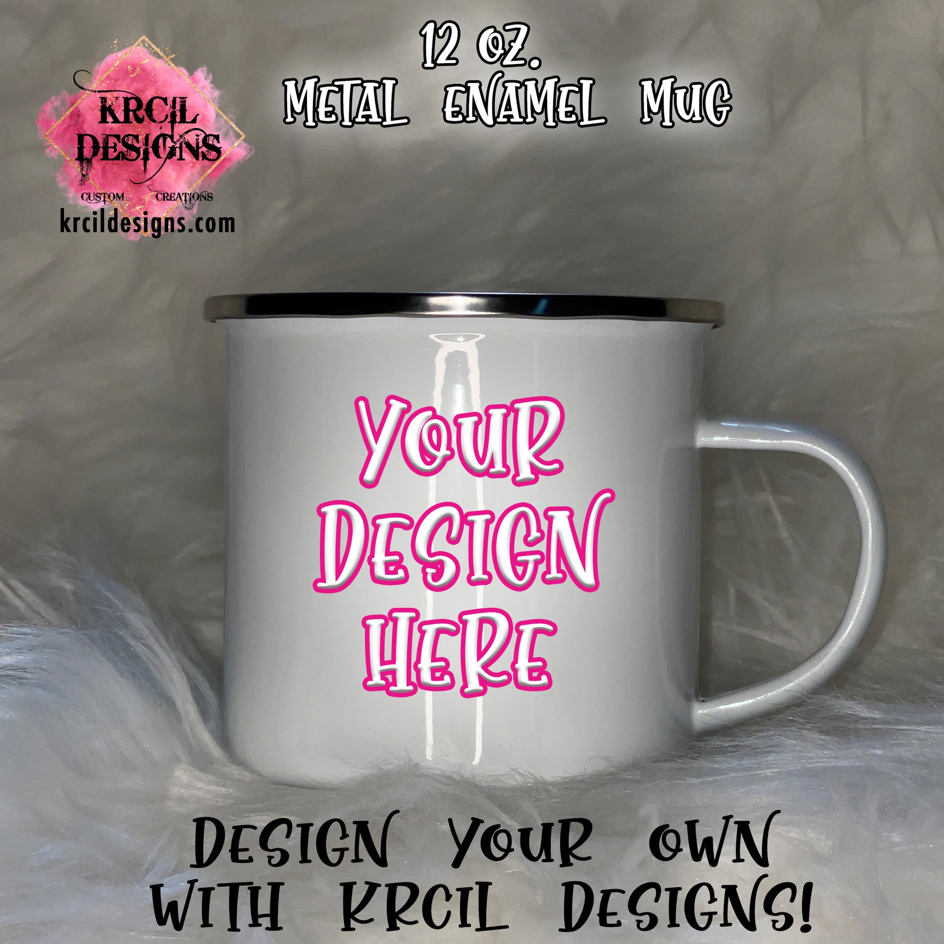 Design Your Own Enamel Mug with Krcil Designs | Let our custom coffee cups do the talking with our collection of personalized coffee cups. Personalize It - add name, monogram, make a one-of-a-kind picture collage photo cup - the picture-perfect present! Add our dish cloth tea towel set, perfectly paired with our cups and mugs. For the ultimate coffee lovers gift, explore our sets and bundles. Brand your business with our business logo coffee cups, make great business promotional products. KrcilDesigns.com