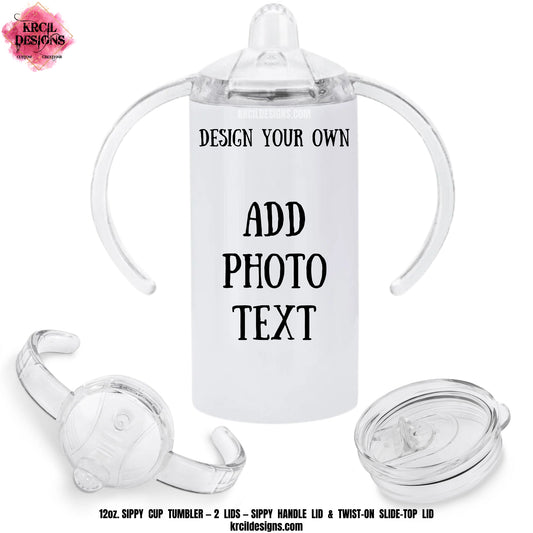 Design Your Own Sippy Cup Tumbler with Krcil Designs! | Turn your favorite memories into stunning custom tumblers. From a single photo to a picture collage - we've got you covered! From family portraits to funny snapshots, create a one-of-a-kind personalized tumbler that not only looks good but also fits your unique personality! Don't forget your fur friends! Let them steal the spotlight. We do it all! Shop Custom Tumblers at KrcilDesigns.com