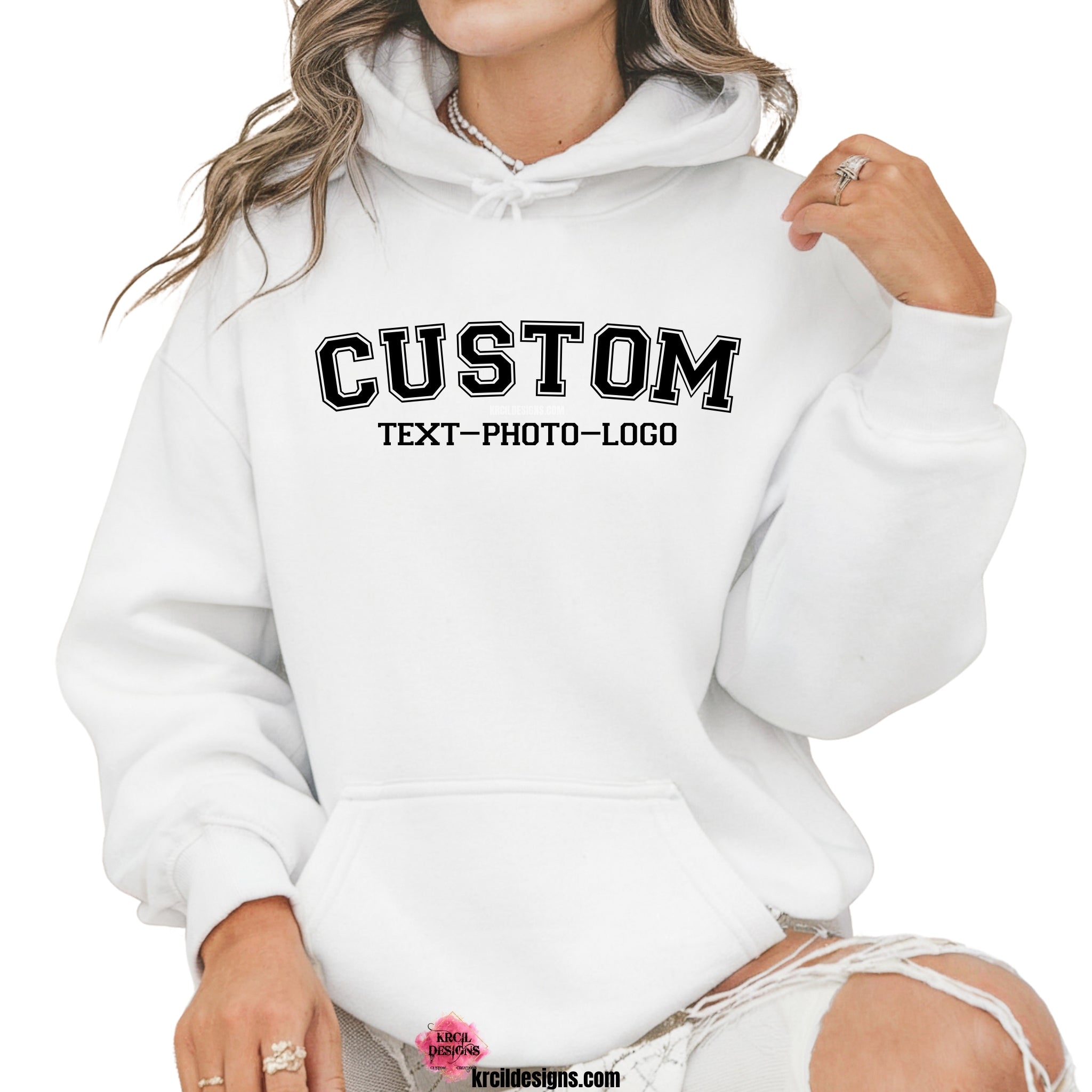 Design Your Own Sweatshirt with Krcil Designs! | Custom Sweatshirts, Custom Crewnecks, Custom Hoodies, Personalized, picture sweatshirt, photo sweatshirt, sarcastic, funny, special occasions, holidays, matching family Christmas sweatshirt, birthday sweatshirt. Brand your business with our business logo sweatshirts, great business promotional products. Our unisex sweatshirts are soft, cozy, cotton/poly blend, wide selection of colors and styles. For the ultimate gift, add a cup, or tote! KrcilDesigns.com