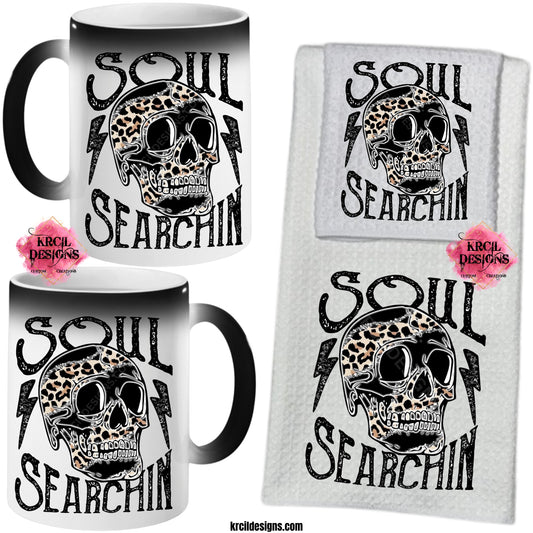 Skulls and Cheetah Print "Soul Searchin" Sets and Bundles by Krcil Designs | Spice up your kitchen with our waffle weave dish cloth and dish tea towel sets, perfectly paired with our custom personalized coffee cups and mugs. Personalize It - add name, monograms. For the ultimate coffee lovers gift, explore our sets and bundles. KrcilDesigns.com