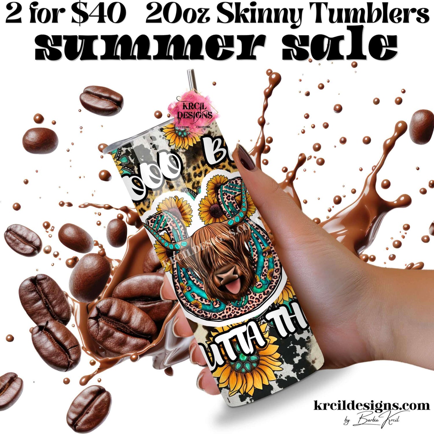 Summer Sale 20oz Skinny Tumblers — Custom Stainless Steel Drinkware Deal — Personalized Gift Idea — Krcil Designs Boutique, Gillette, WY