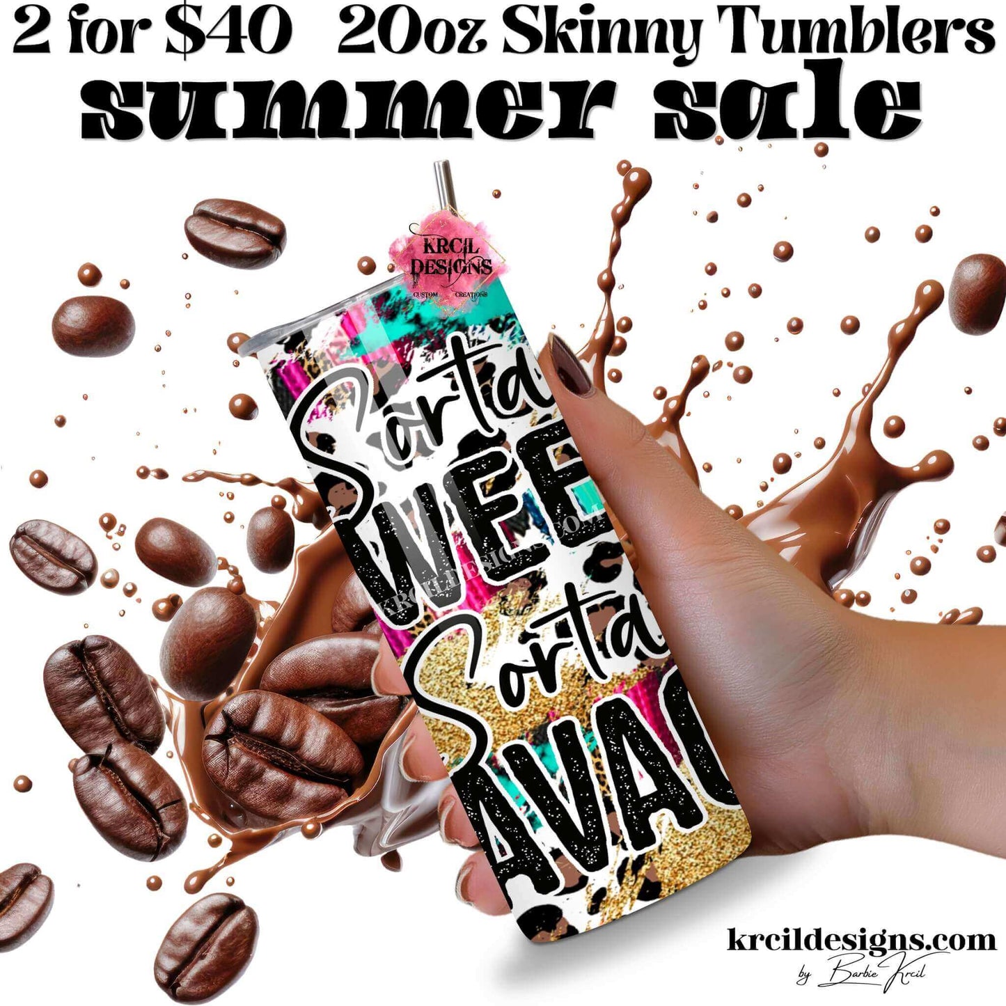 Summer Sale 20oz Skinny Tumblers — Custom Stainless Steel Drinkware Deal — Personalized Gift Idea — Krcil Designs Boutique, Gillette, WY