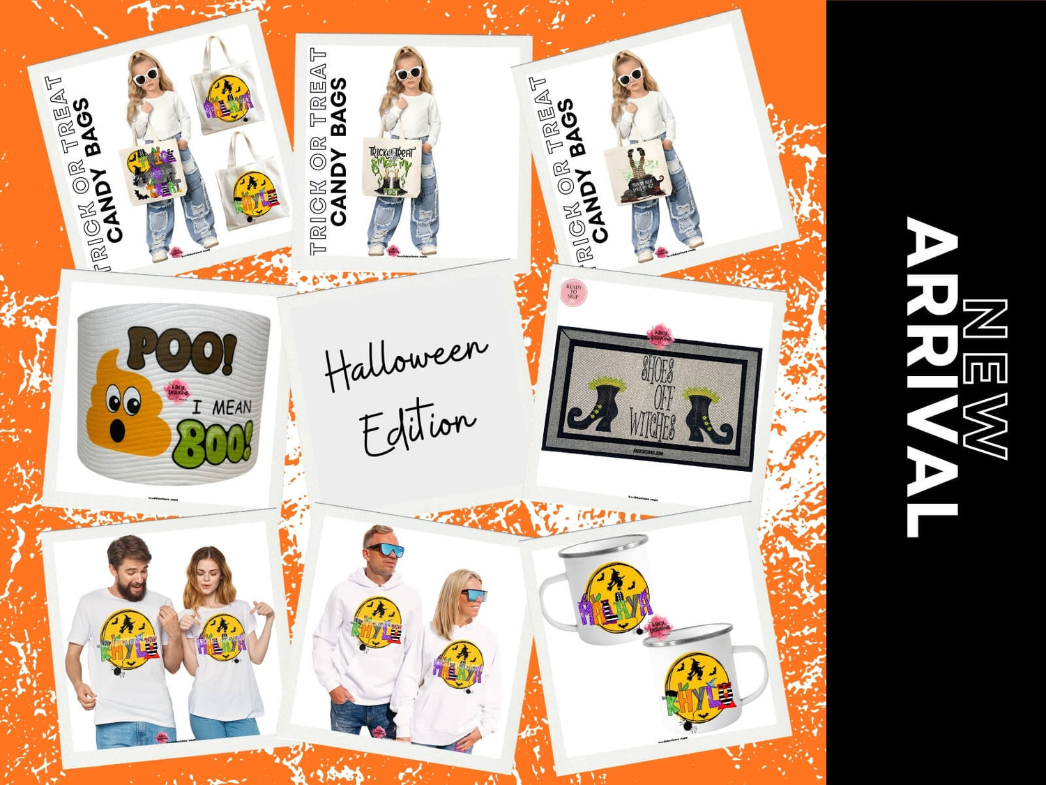 krcil designs personalized halloween trick or treat bags, custom spooky candy totes for kids, holiday gift bags, gillette wyoming
