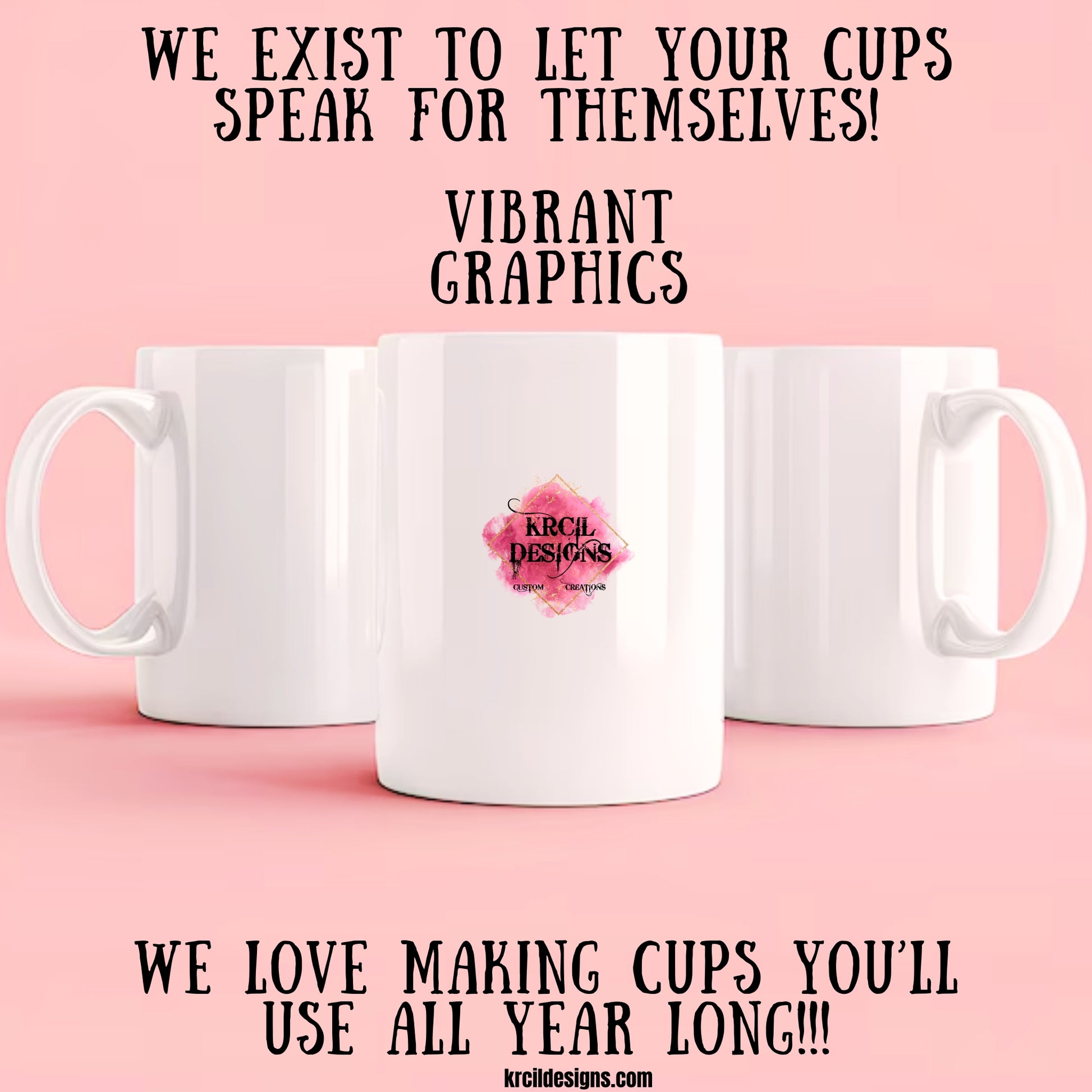 We exist to let your cups speak for themselves! We love making cups you'll use all year long! Why Krcil Designs? Free Customization—Free Personalization | All our products are fully customizable—design your own with your designs and your logos. Add a personal touch with names, monograms, text, your photos. Adding your logo and slogan makes our products the standout choice for promotional gifts. Our personalized products make the best gifts for any occasion, offering a stylish present. Shop KrcilDesigns.com