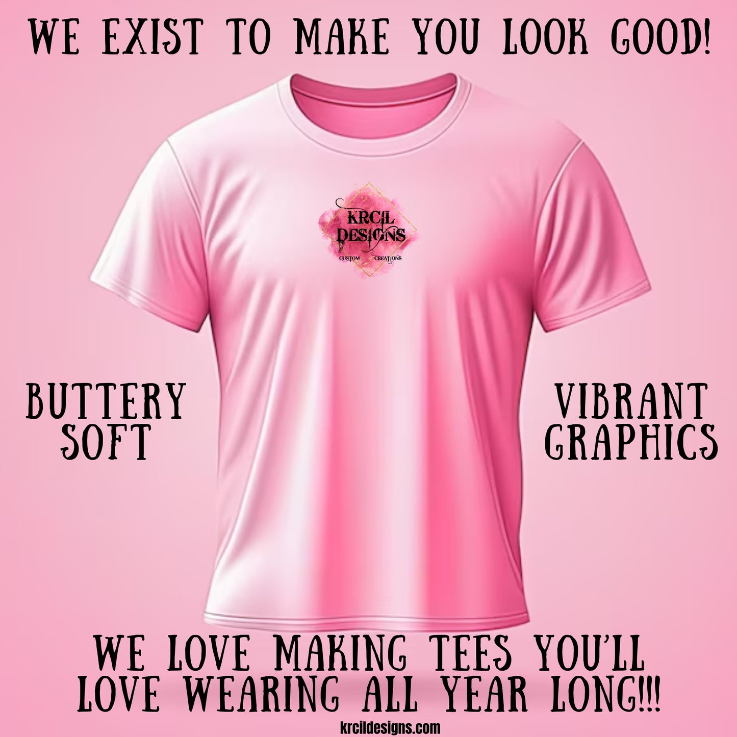 We exist to make you look good! We love making tees you'll love wearing all year long! Why Krcil Designs? Free Customization—Free Personalization | All our products are fully customizable—design your own with your designs and your logos. Add a personal touch with names, monograms, text, your photos. Adding your logo and slogan makes our products the standout choice for promotional gifts. Our personalized products make the best gifts for any occasion, offering a stylish present. Shop KrcilDesigns.com