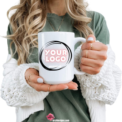 Your Brand, Your Logo Coffee Cup | Business Logo Coffee Cup by Krcil Designs | Design Your Own with Krcil Designs! | Spotlight Your Brand! Introducing our Your Brand, Your Logo – where style meets business. These business promotional products are tailor-made for boosting brand recognition, making them perfect for events, customers, teams, employees, or simply making your brand known, and are designed for showcasing your identity, your brand, your business logo, your way! KrcilDesigns.com
