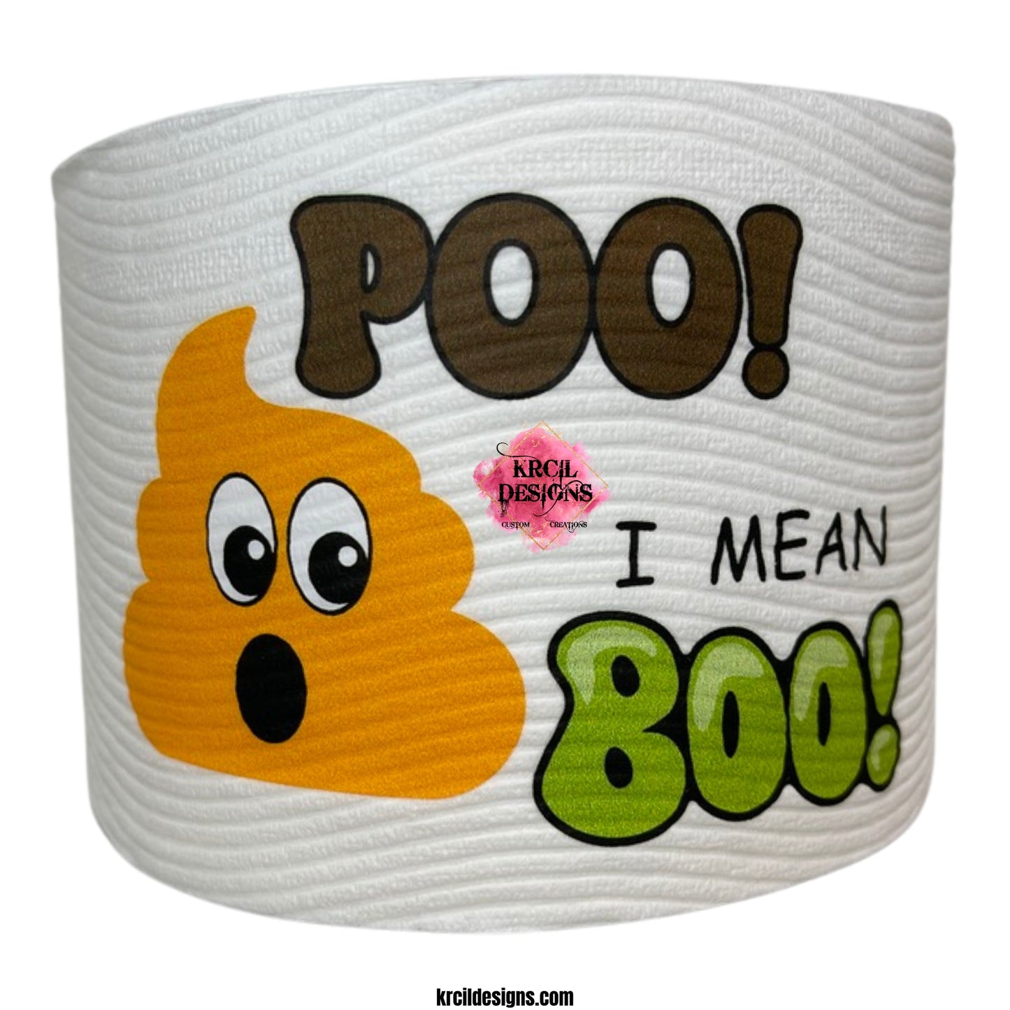 Halloween Funny Novelty Toilet Paper Roll Gag Gift | Orange Poop Emoji "POO! I MEAN BOO!" | Custom Toilet Paper by Krcil Designs | Need a funny gift? These funny toilet paper rolls are the ultimate gift for those who love pranks. Personalized toilet paper roll, add face of the jokester in your family, add saying, and you have the cheapest custom gift you can find. Need a gift card holder? Insert cash or gift card into the middle. Design Your Own at KrcilDesigns.com