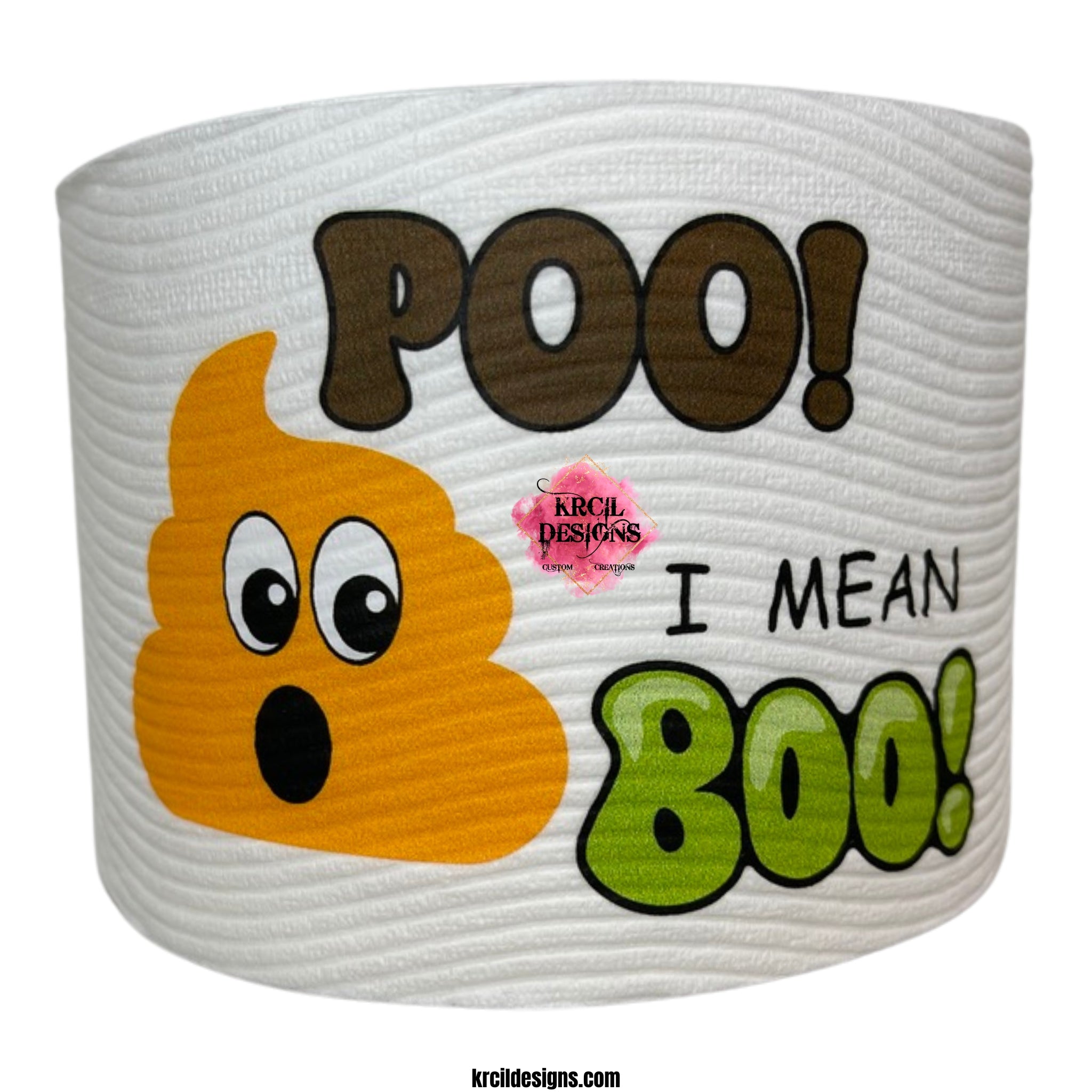 Halloween Funny Novelty Toilet Paper Roll Gag Gift | Orange Poop Emoji "POO! I MEAN BOO!" | Custom Toilet Paper by Krcil Designs | Need a funny gift? These funny toilet paper rolls are the ultimate gift for those who love pranks. Personalized toilet paper roll, add face of the jokester in your family, add saying, and you have the cheapest custom gift you can find. Need a gift card holder? Insert cash or gift card into the middle. Design Your Own at KrcilDesigns.com