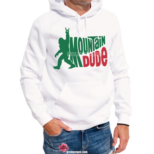 Show off your sense of humor with our Rock-On Sasquatch Sweatshirt "MOUNTAIN DUDE" Bigfoot Sweatshirt by Krcil Designs! Featuring Sasquatch giving you a Rock-On sign. The Bigfoot Hoodie that's a conversation starter at the Bigfoot Festival or on Bigfoot Day. Don't miss the fun — grab your Sasquatch Hoodie before it disappears into the woods! Give the gifts for Bigfoot lovers that make them roar with laughter! Keep the Bigfoot Legend Alive! Sasquatch: The Legend of Bigfoot! Shop Bigfoot Gifts at KrcilDesigns