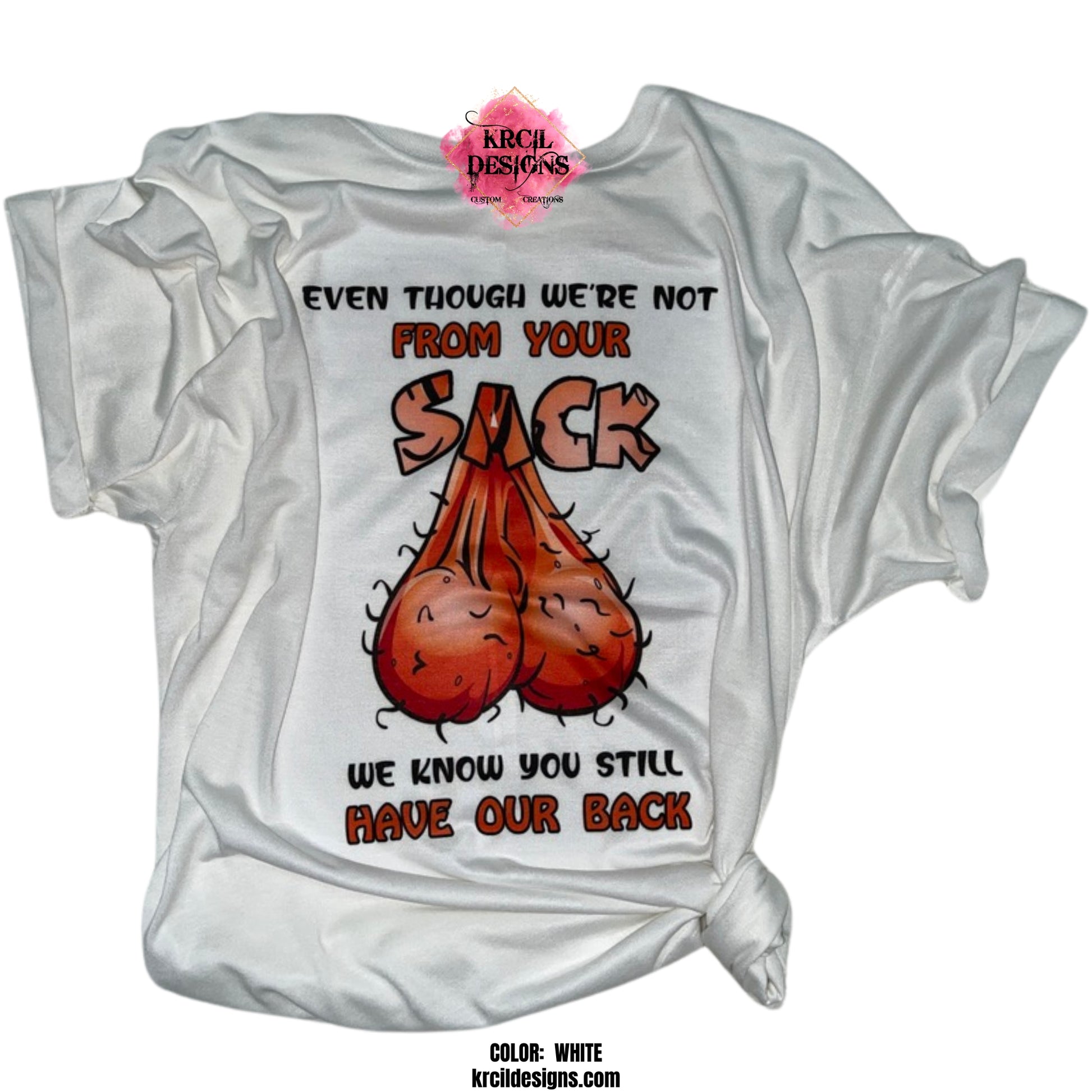 Bonus Dad Edition Ball Sack Custom T-Shirt by Krcil Designs | The perfect way to show those amazing bonus dads some extra love! | Design Your Own T-Shirt with Krcil Designs! | Custom T-Shirts, picture tees, photo t-shirts, sarcastic funny tees, special occasions, holidays and birthday t-shirts, bride-to-be bride tribe tees. Brand your business with our business logo t-shirts. Our unisex t-shirts are soft and cozy. For the ultimate gift, roll them up, stuff in a cup, or custom tote bag! KrcilDesigns.com