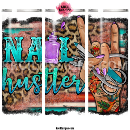 "Nail Hustler" Personalized Tumbler by Krcil Designs | For the nail tech that's a little bit country and a little bit rock 'n roll. | Let our custom tumblers do the talking with our collection of personalized tumblers. Personalize It - add name, monogram, picture collage photo tumbler - the picture-perfect present! For the ultimate gift, add a t-shirt, or accessorize with a custom tote bag. Insulated stainless steel tumblers include a plastic slide top lid and metal or plastic straw. KrcilDesigns.com