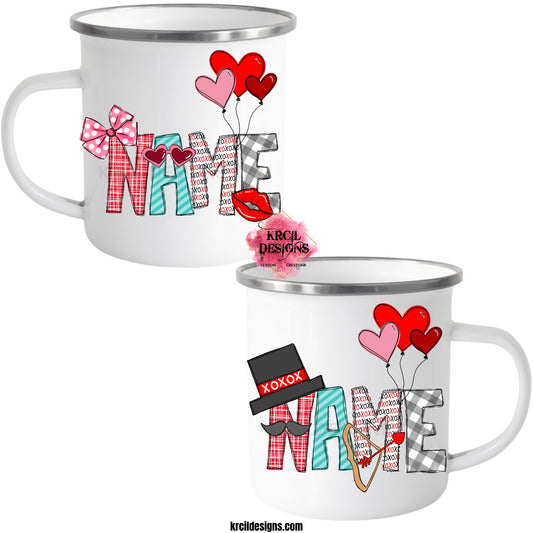 Your Name Valentine's Mug | Personalized Valentine's Coffee Cup by Krcil Designs | Bring a touch of sweetness to your little ones this Valentine's Day with our whimsical Valentines Mugs, featuring their name! Perfect for movie night, just add hot cocoa, top with marshmallows, and don't forget the sprinkles! Great idea for Valentine's Day at school, fill the mug with treats for everyone in class! Shop Valentines Gifts at KrcilDesigns.com