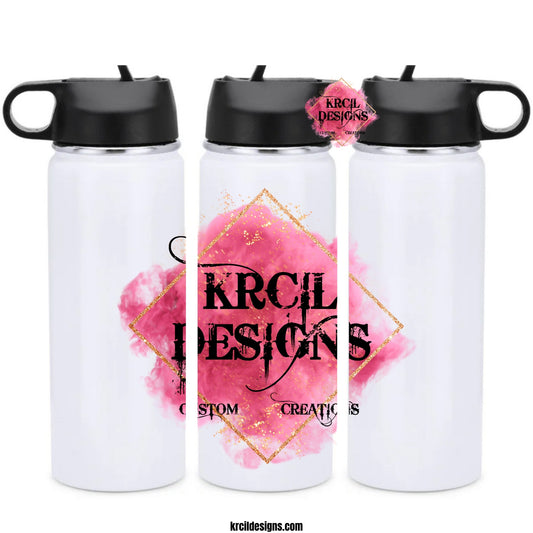 Logo Water Bottle by Krcil Designs | H2O To Go! Hydrate in style with our stainless steel water bottle—perfect for on-the-go hydration! Our hydro water bottle will impress at promotional gifts with logo, business logo water bottles, company logo water bottles! Does your business need logo merch? Checkout our water bottles with logo! Add a personal touch, add name, business slogan, company slogan, for a one-of-a-kind personalized water bottle. Shop Business Promotional Products at KrcilDesigns.com