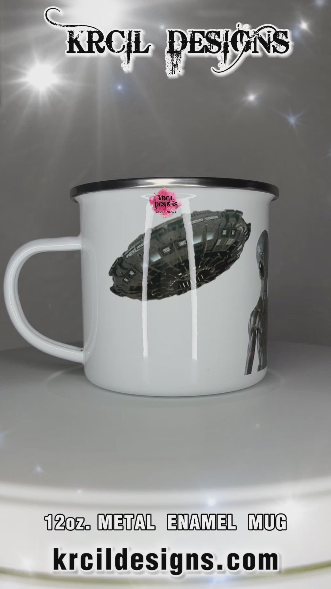 Camp Mug - Enamel Covered Steel Coffee Mug - Black and White