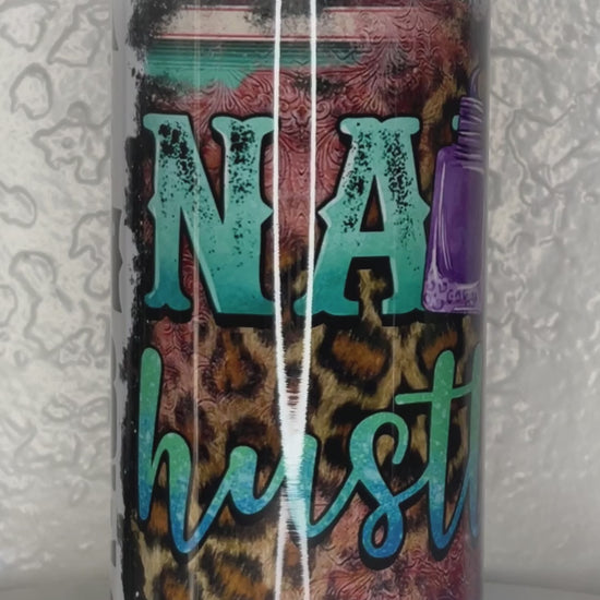 "Nail Hustler" Personalized Tumbler by Krcil Designs | For the nail tech that's a little bit country and a little bit rock 'n roll. | Let our custom tumblers do the talking with our collection of personalized tumblers. Personalize It - add name, monogram, picture collage photo tumbler - the picture-perfect present! For the ultimate gift, add a t-shirt, or accessorize with a custom tote bag. Insulated stainless steel tumblers include a plastic slide top lid and metal or plastic straw. KrcilDesigns.com