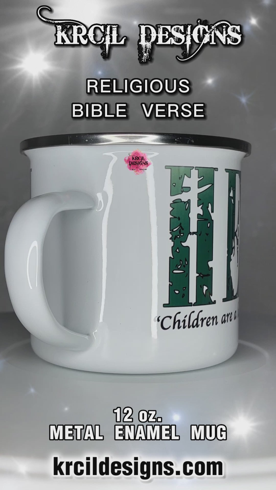 Your Name Religious Bible Verse Camp Mug Personalized Metal Enamel Mug by Krcil Designs | Let our custom coffee cups do the talking with our collection of personalized coffee cups. Personalize It - add name, monogram, make a one-of-a-kind picture collage photo cup - the picture-perfect present! Add our dish cloth and tea towel set, perfectly paired with our cups and mugs. For the ultimate coffee lovers gift, explore our sets and bundles. KrcilDesigns.com