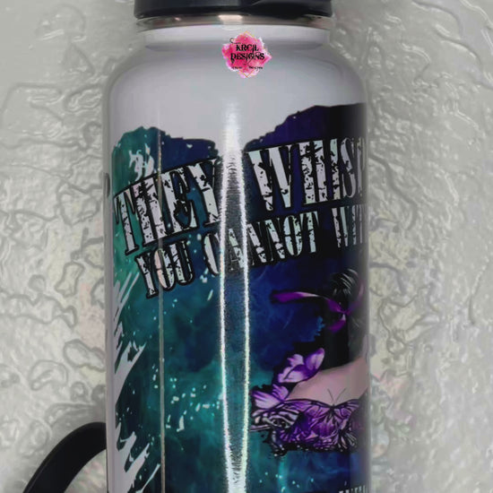 Butterfly Girl I Am The Storm Quote Water Bottle by Krcil Designs | Hydrate with courage and strength with our Quote Water Bottle! This custom water bottle features a colorful backdrop, a beautiful butterfly girl, and the I Am The Storm Quote. This hydro water bottle is the ultimate motivational gift for those who love the I Am The Storm Quote! Add a personal touch, add name, your favorite quote, for a one-of-a-kind personalized water bottle. Shop Inspirational Gifts at KrcilDesigns.com