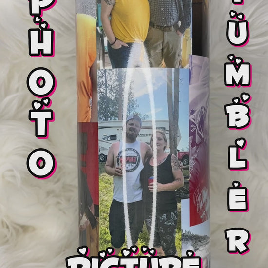 Design Your Own Picture Collage Photo Tumbler by Krcil Designs | From photo cups to picture t-shirts. Whether it's a single photo or a picture collage, the possibilities are endless. And your fur friends can join in the fun too. Personalize your items with a name or a special message. These customizable products also make great personalized gifts, perfect for sharing memories with loved ones. Insulated stainless steel tumblers include a plastic slide top lid and metal or plastic straw. KrcilDesigns.com