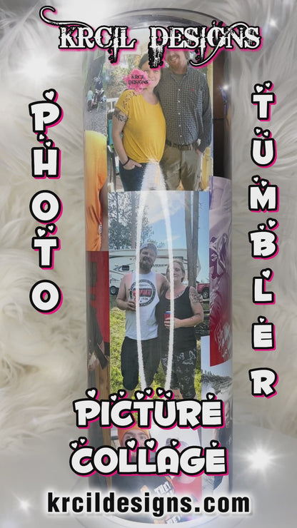 Design Your Own Picture Collage Photo Tumbler by Krcil Designs | From photo cups to picture t-shirts. Whether it's a single photo or a picture collage, the possibilities are endless. And your fur friends can join in the fun too. Personalize your items with a name or a special message. These customizable products also make great personalized gifts, perfect for sharing memories with loved ones. Insulated stainless steel tumblers include a plastic slide top lid and metal or plastic straw. KrcilDesigns.com