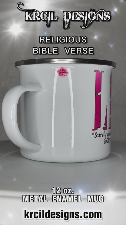 Your Name Religious Bible Verse Camp Mug Personalized Metal Enamel Mug by Krcil Designs | Let our custom coffee cups do the talking with our collection of personalized coffee cups. Personalize It - add name, monogram, make a one-of-a-kind picture collage photo cup - the picture-perfect present! Add our dish cloth and tea towel set, perfectly paired with our cups and mugs. For the ultimate coffee lovers gift, explore our sets and bundles. KrcilDesigns.com