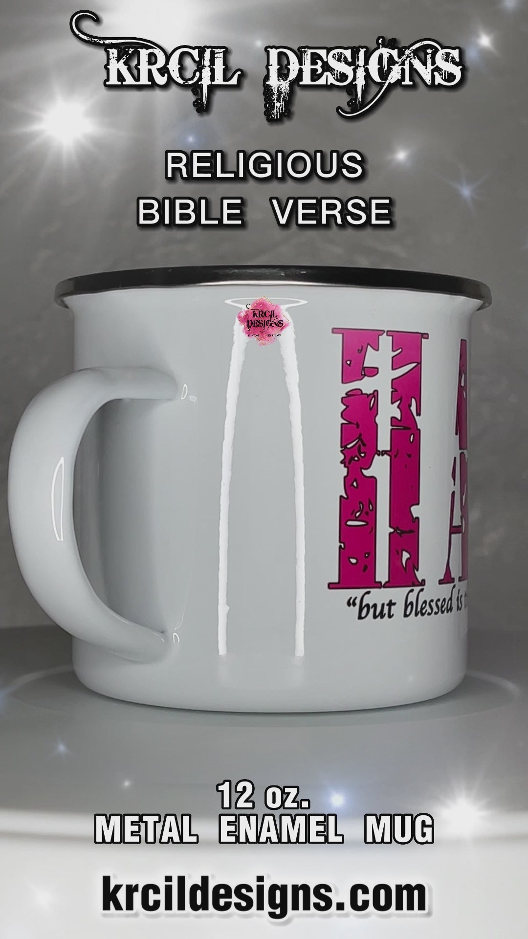 Your Name Religious Bible Verse Camp Mug Personalized Metal Enamel Mug by Krcil Designs | Let our custom coffee cups do the talking with our collection of personalized coffee cups. Personalize It - add name, monogram, make a one-of-a-kind picture collage photo cup - the picture-perfect present! Add our dish cloth and tea towel set, perfectly paired with our cups and mugs. For the ultimate coffee lovers gift, explore our sets and bundles. KrcilDesigns.com