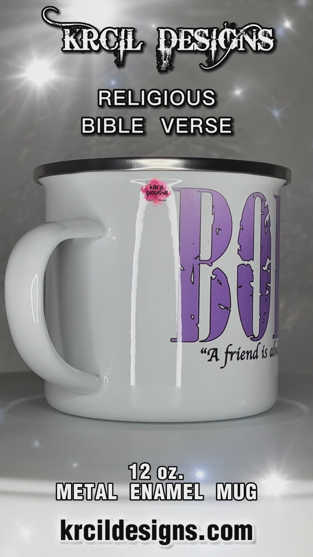 Your Name Religious Bible Verse Camp Mug Personalized Metal Enamel Mug by Krcil Designs | Let our custom coffee cups do the talking with our collection of personalized coffee cups. Personalize It - add name, monogram, make a one-of-a-kind picture collage photo cup - the picture-perfect present! Add our dish cloth and tea towel set, perfectly paired with our cups and mugs. For the ultimate coffee lovers gift, explore our sets and bundles. KrcilDesigns.com