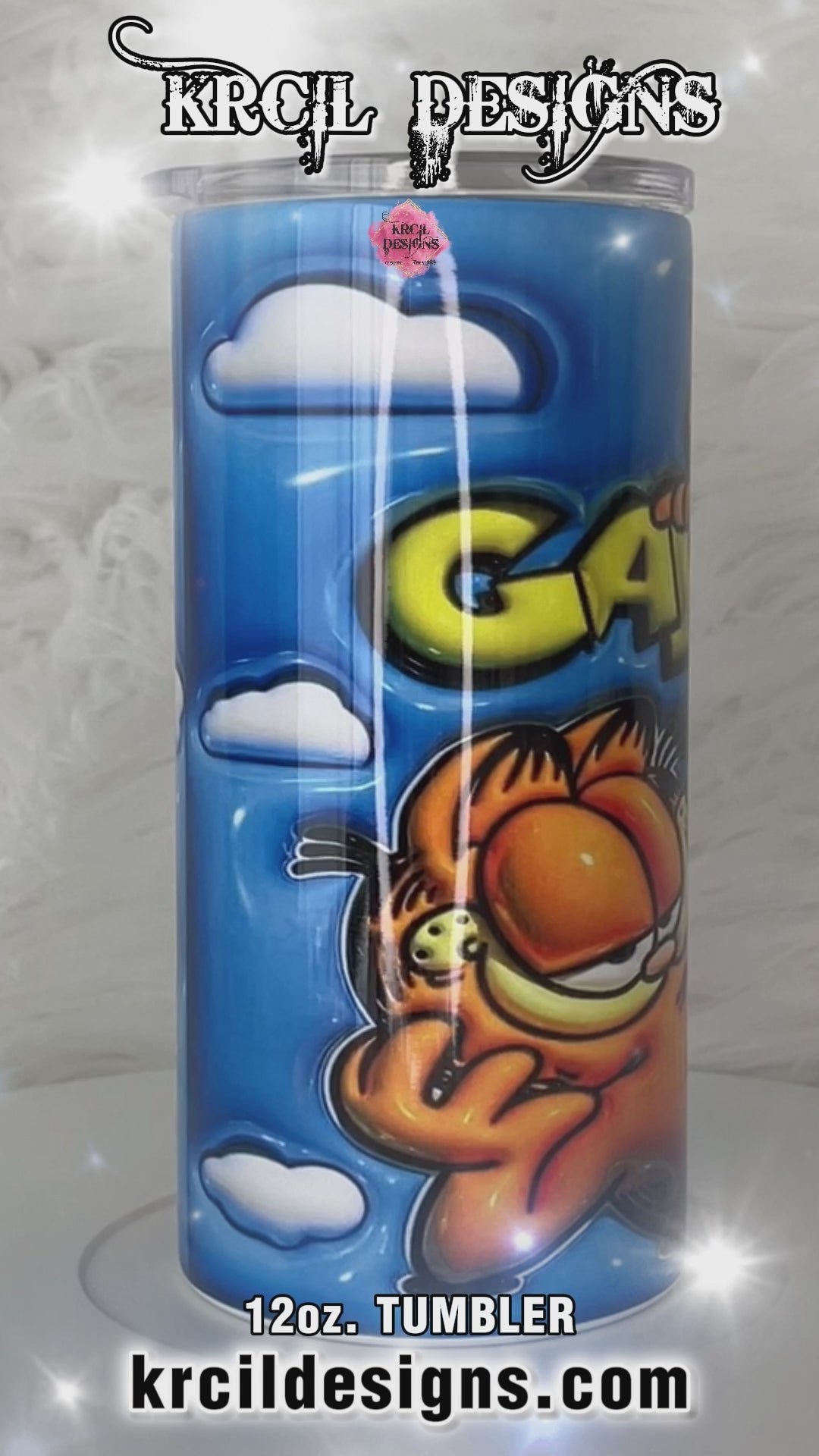 Garfield Tumbler by Krcil Designs | Featuring Garfield The Orange Cat | Let our custom tumblers do the talking with our collection of personalized tumblers. Personalize It - add name, monogram, picture collage photo tumbler - the picture-perfect present! For the ultimate gift, add a t-shirt, or accessorize with a custom tote bag. Insulated stainless steel tumblers include a plastic slide top lid and metal or plastic straw. KrcilDesigns.com