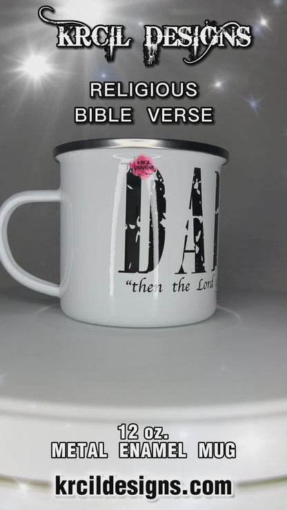 Your Name Religious Bible Verse Camp Mug Personalized Metal Enamel Mug by Krcil Designs | Let our custom coffee cups do the talking with our collection of personalized coffee cups. Personalize It - add name, monogram, make a one-of-a-kind picture collage photo cup - the picture-perfect present! Add our dish cloth and tea towel set, perfectly paired with our cups and mugs. For the ultimate coffee lovers gift, explore our sets and bundles. KrcilDesigns.com