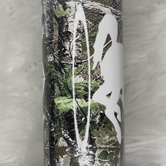 Camouflage 307 Wyoming Cowboys Tumbler by Krcil Designs | Show off your Wyoming pride, this is your ticket to ride with the iconic Wyoming Cowboys bucking bronco rider on a camouflage backdrop. Unleash the cowboy/cowgirl in you with this one-of-a-kind custom tumbler, featuring the untamed spirit of the bucking horse rider. Add name, your favorite Wyoming quote, make it a one-of-a-kind personalized tumbler. This coffee tumbler is what the Cowboy State is all about! Shop Wyoming Gifts at KrcilDesigns.com