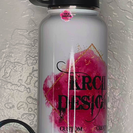 Logo Water Bottle by Krcil Designs | H2O To Go! Hydrate in style with our stainless steel water bottle—perfect for on-the-go hydration! Our hydro water bottle will impress at promotional gifts with logo, business logo water bottles, company logo water bottles! Does your business need logo merch? Checkout our water bottles with logo! Add a personal touch, add name, business slogan, company slogan, for a one-of-a-kind personalized water bottle. Shop Business Promotional Products at KrcilDesigns.com